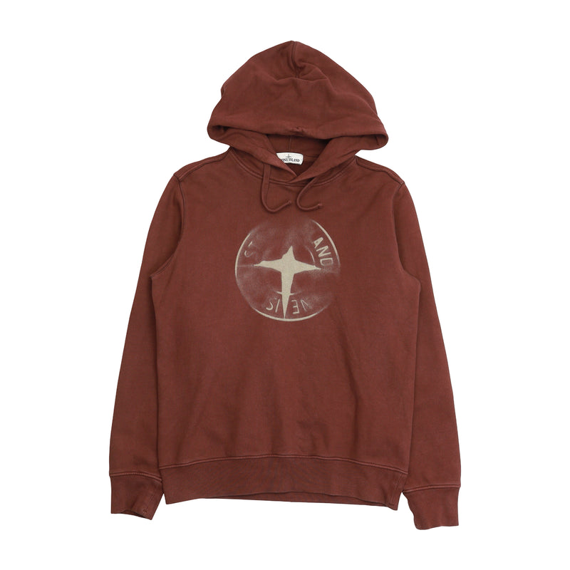 Stone Island A/W 19 'Graphic 10' Faded Compass Logo Hoodie — front view — IMG_8656