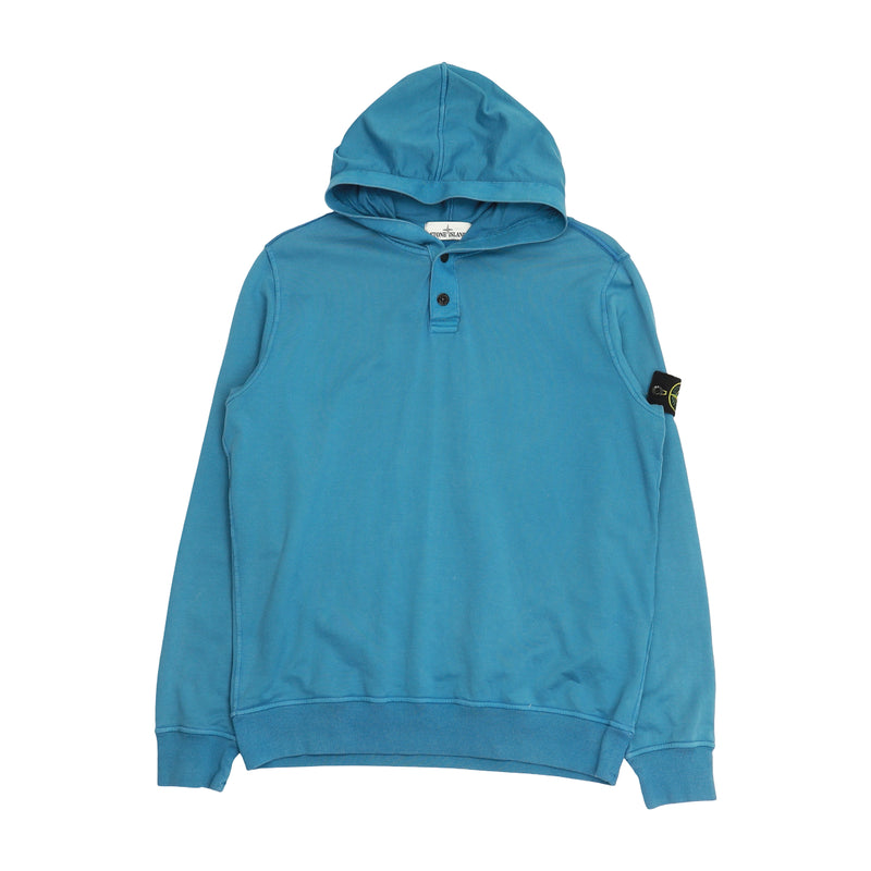 Stone Island S/S 14 Fissato Dyed Technique Hoodie in Blue, front