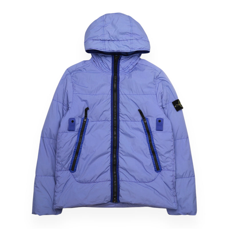 Stone Island A/W 21 Garment Dyed Crinkle Reps NY Down Jacket in Blue, front