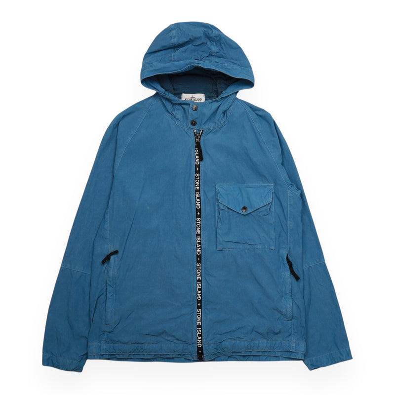 Stone Island S/S 22 Cupro Nylon-TC Hooded Jacket in Blue, front
