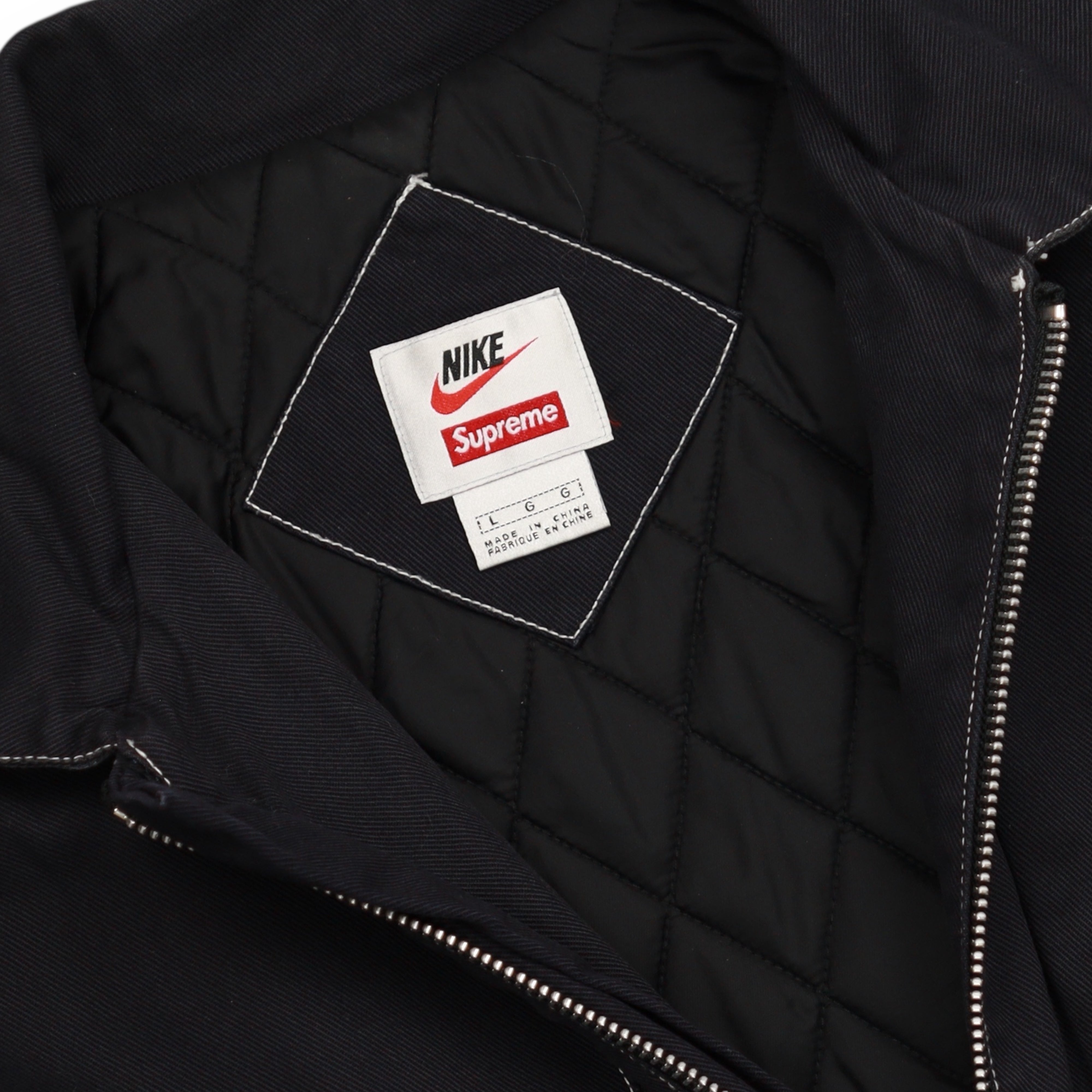 Large Black Supreme x Nike Double Zip Quilted Jacket