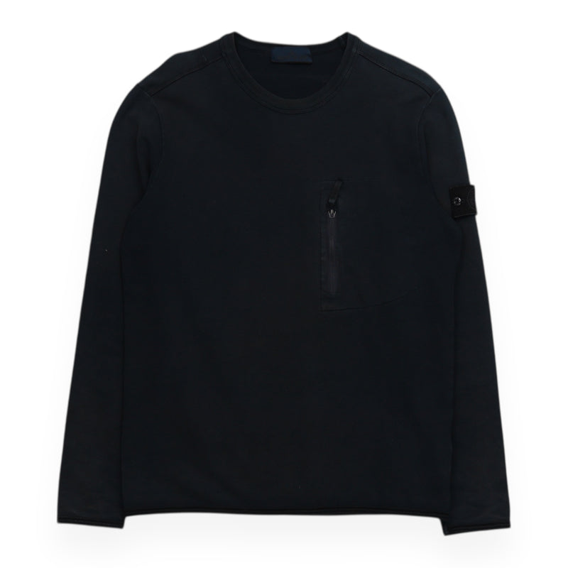Stone Island A/W 17 Garment Dyed Ghost Crewneck Sweatshirt in Navy, front