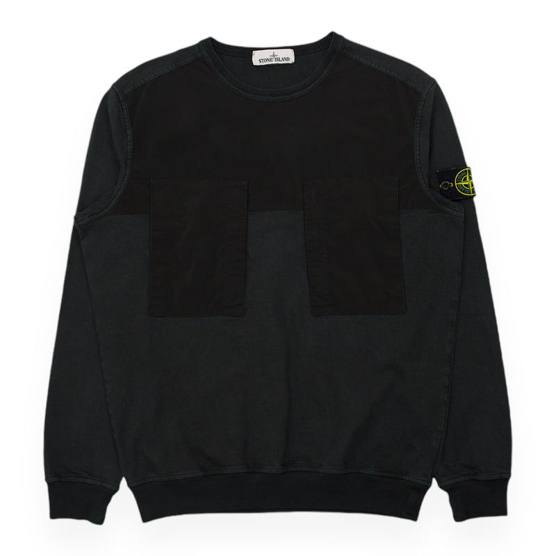 Stone Island S/S 20 Mussola Gommata Pocket Sweatshirt in Black, front
