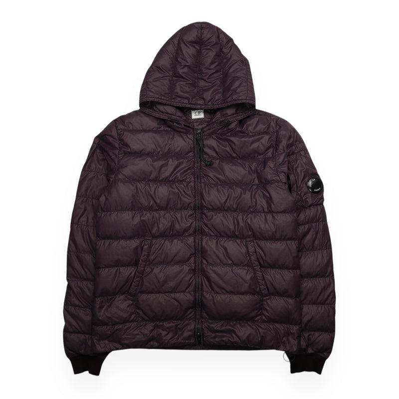 C.P. Company D.D. Shell Hooded Goggle Puffer Jacket in Purple, front