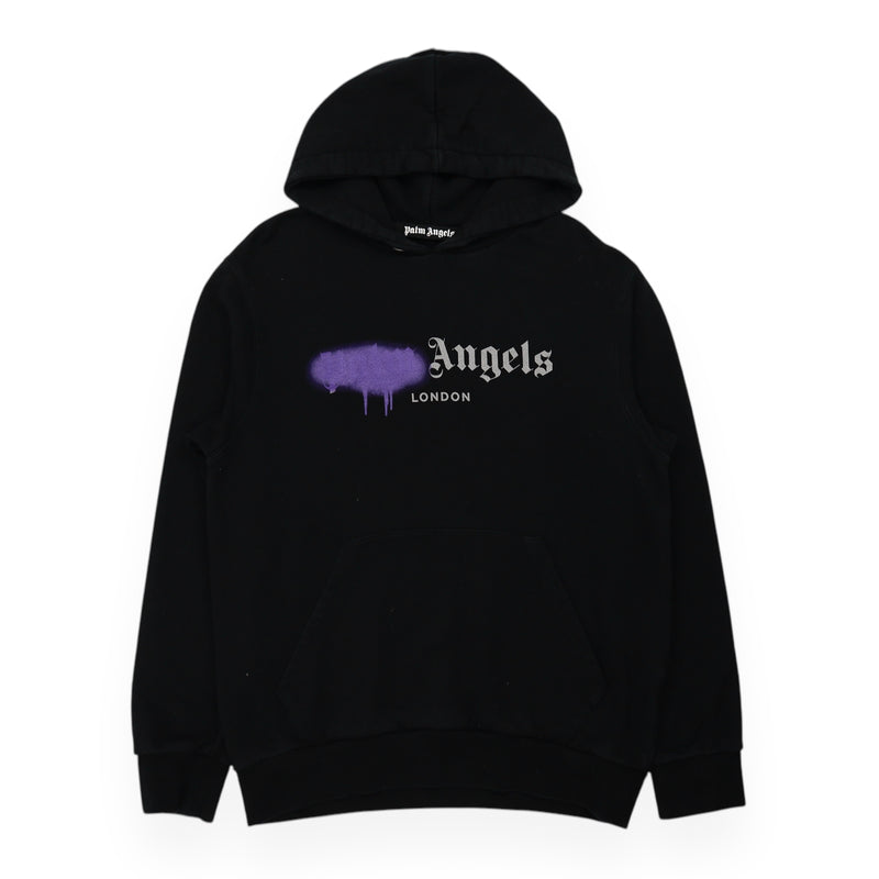 Palm Angels London Sprayed Hoodie in Black, front