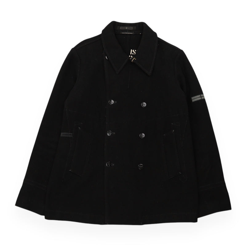 Stone Island Denim Pea Jacket in Black, front