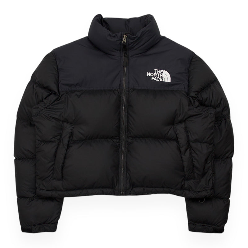 The North Face 700 Nuptse Cropped Puffer Jacket in Black, front