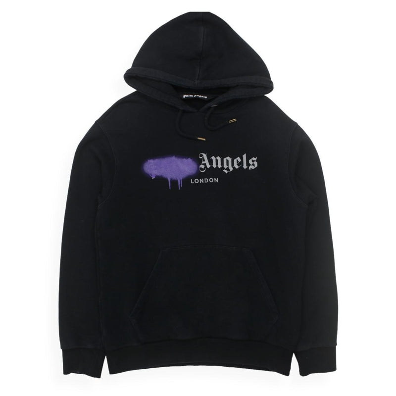 Palm Angels Sprayed London Hoodie in Black, front