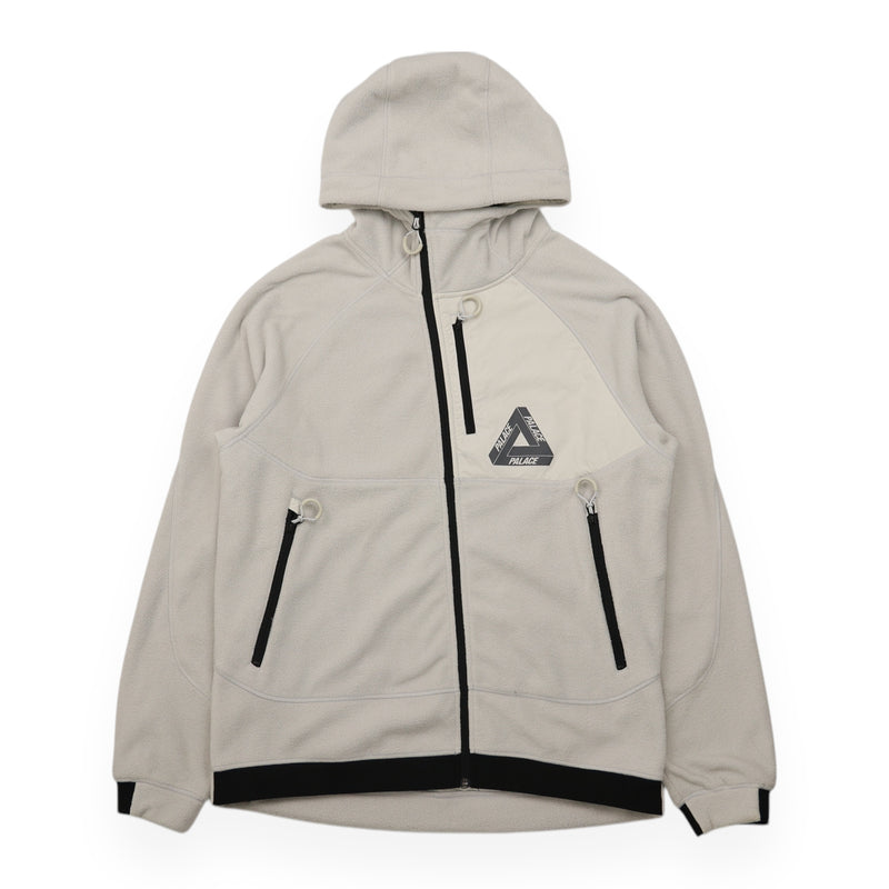 Palace Polar Fleece Asymmetric Jacket in Grey, front