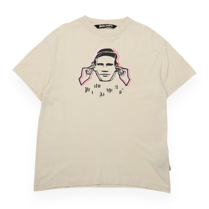 Palm Angels Factory Records T-Shirt in Cream, front