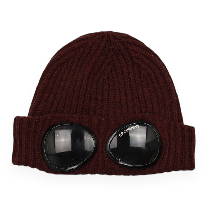 C.P. Company Merino Wool Goggle Hat in Burgundy, front