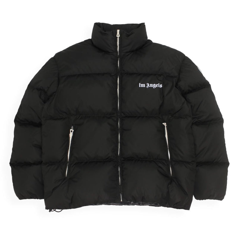 Palm Angels Track Puffer Jacket in Black, front