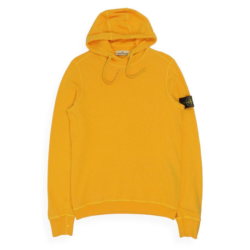 Stone Island S/S 18 Garment Dyed Hoodie in Yellow, front