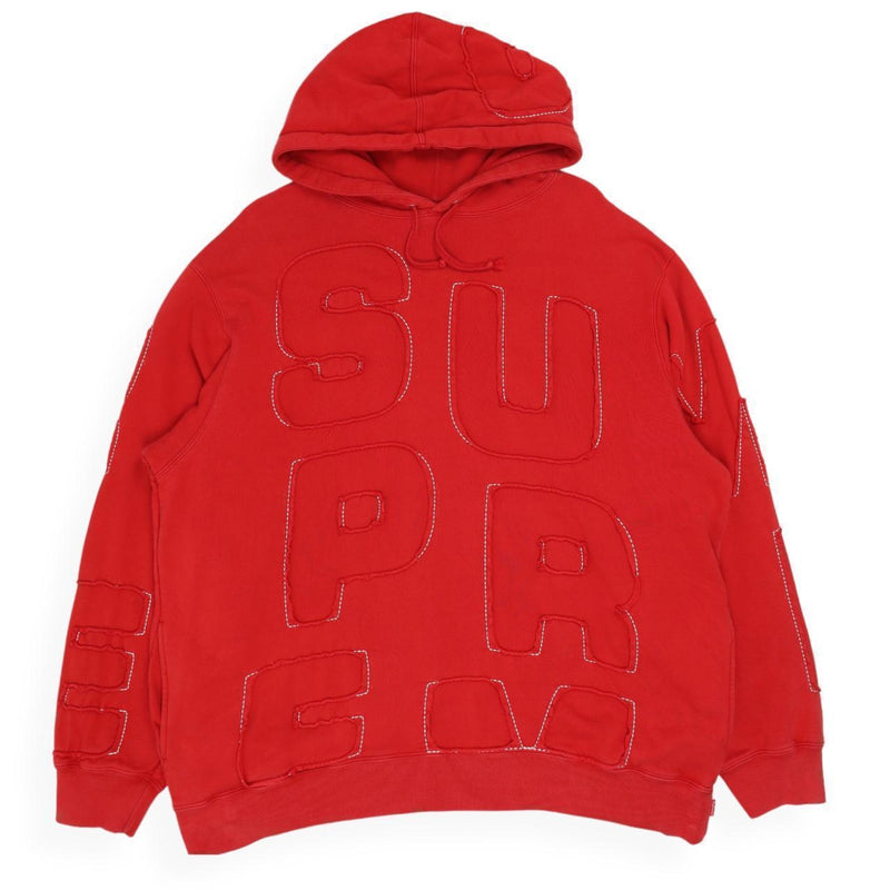 Supreme Cutout Letters Hoodie in Red, front