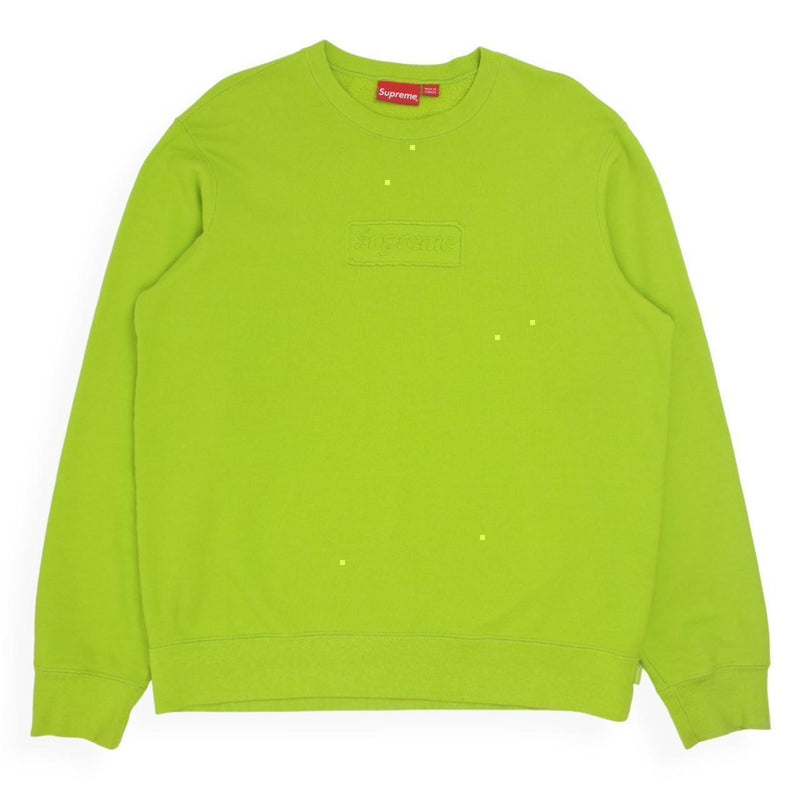 Supreme S/S 20 Cutout Logo Sweatshirt in Lime, front