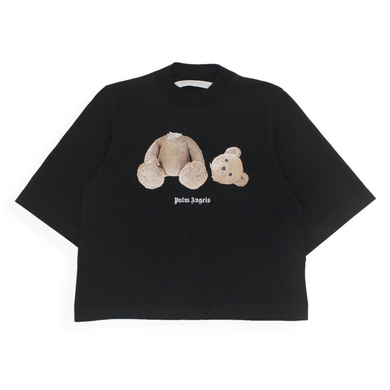 Palm Angels Cropped Kill Bear T-Shirt in Black, front