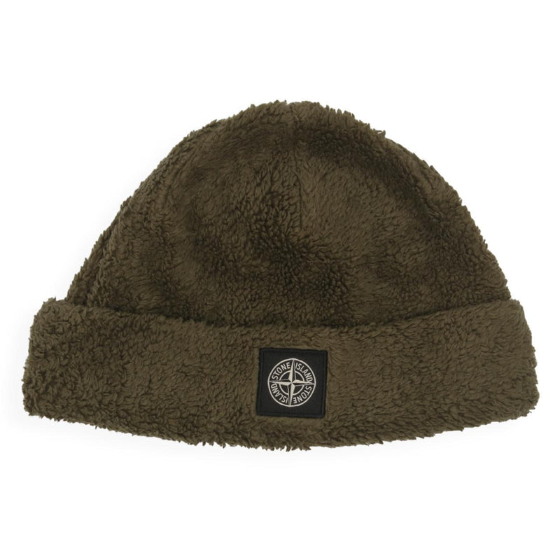 Stone Island A/W 18 Teddy Fleece Beanie in Grey, front