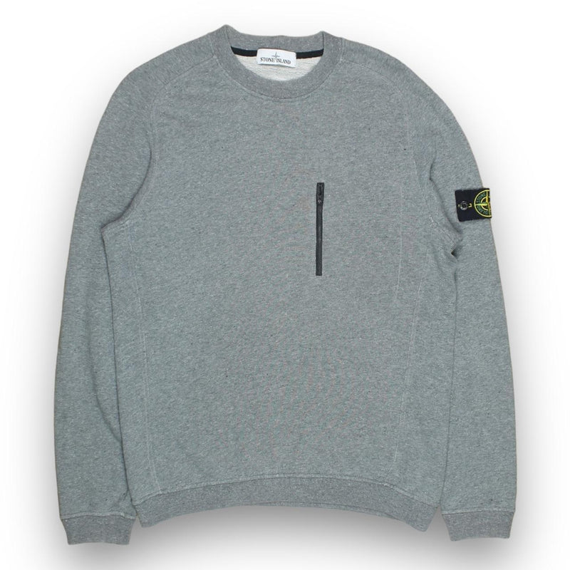 Stone Island A/W 18 Zip Pocket Marl Sweatshirt in Grey, front